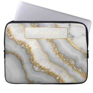 Capa Para Notebook Montanha líquida branca e Dourada personalizada