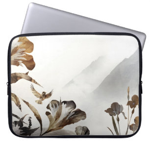 Capa Para Notebook Montanha Nebulosa Zen Pássaros Minimalista Naturez
