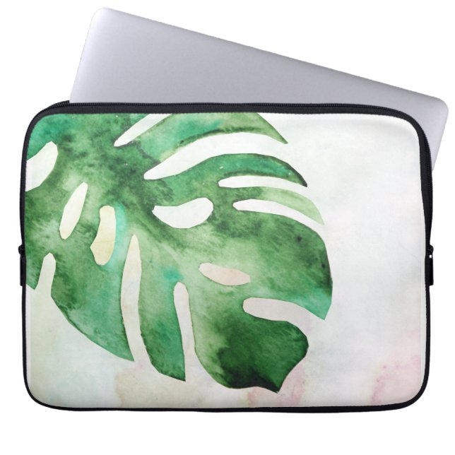 Capa Para Notebook Montstera Leaf Watercolor (Frente)