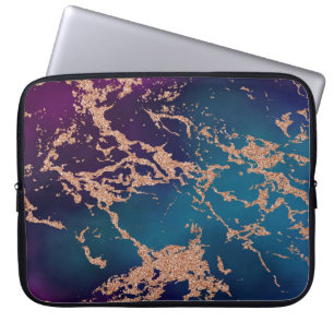Capa Para Notebook Moody Marble   Rosa de Teto Roxo Profundo Dourado