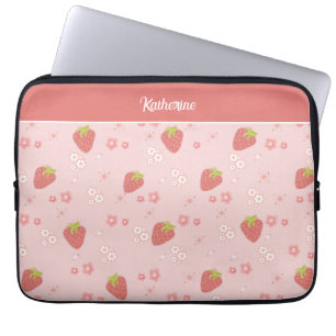 Capa Para Notebook Morango Bonito com Flores.