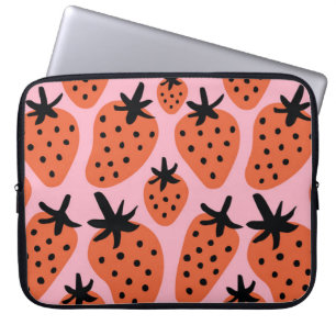 Capa Para Notebook Morango divertido, design sem costura desenhada à 