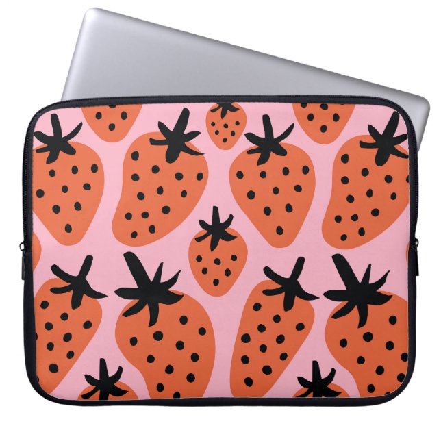 Capa Para Notebook Morango divertido, design sem costura desenhada à  (Frente)