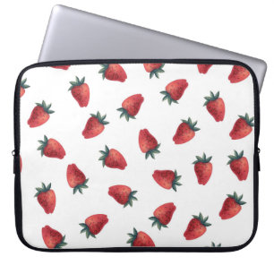 Capa Para Notebook Morangos Aquarela: Padrão Sem Costura Brincante