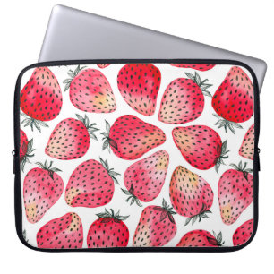Capa Para Notebook Morangos, cor da água e tinta