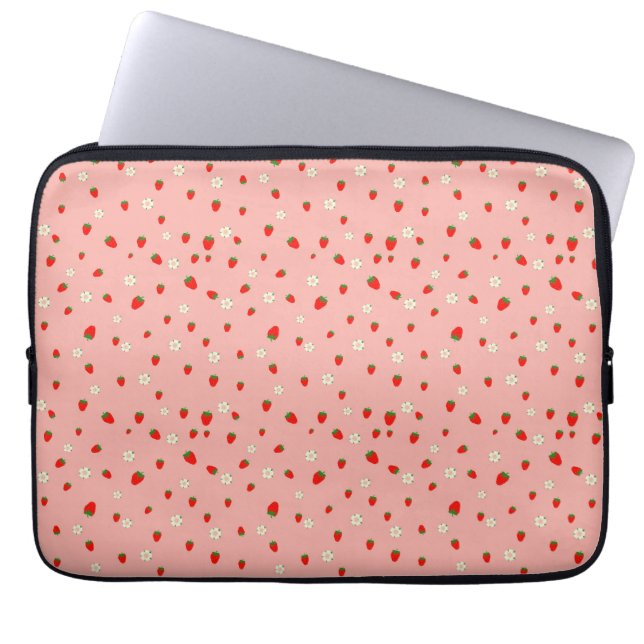 Capa Para Notebook Morangos e Flores Padrão (Frente)