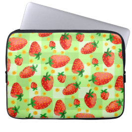 Capa Para Notebook Morangos e Xadrezes de Aquarelas da Índia