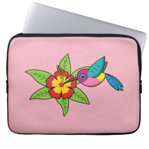 Capa Para Notebook Mordomo Colorido no Flor Tropical de Hibiscus