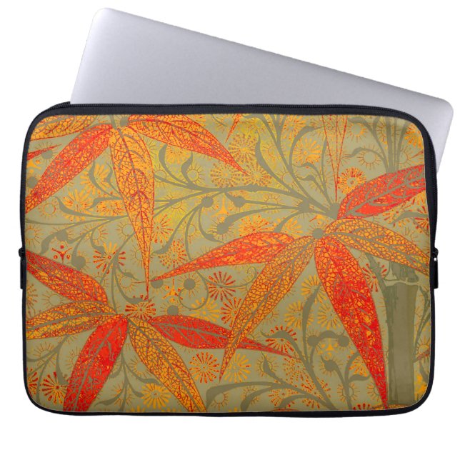 Capa Para Notebook Morris & Co. Padrão Bambu Godwin Laranja & Salvia (Frente)