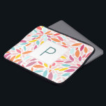 Capa Para Notebook Mosaico de Folha Moderna Monograma em Pastas Vibra<br><div class="desc">Um magnífico tapete de porta pastel,  vibrante,  personalizado,  com um mosaico folha em tons de laranja,  amarelo,  lacrimejante e rosa. Faz um presente maravilhoso.</div>