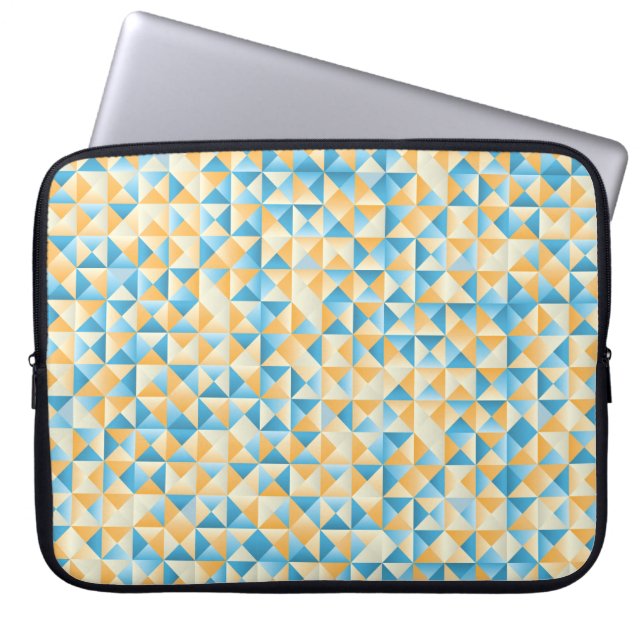 Capa Para Notebook Mosaico em azul e laranja (Frente)