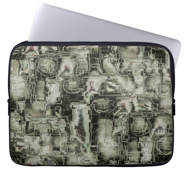 Capa Para Notebook mosaico gravado em abstrato em tons de cinza (Frente)