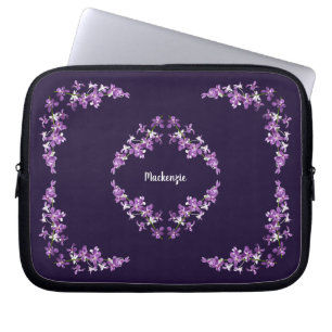 Capa Para Notebook Motif de Orquídeas Roxas Personalizadas