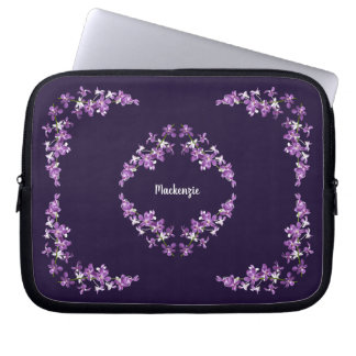 Capa Para Notebook Motif de Orquídeas Roxas Personalizadas
