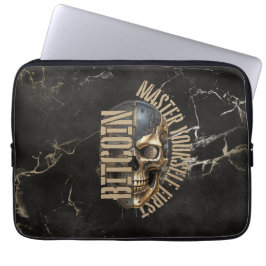 Capa Para Notebook Motivação BTC | Caveira | Mármore Dourado
