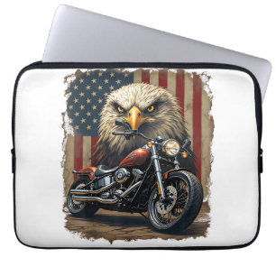 Capa Para Notebook Motocicleta Bandeira EUA Retro Chopper Motociclist