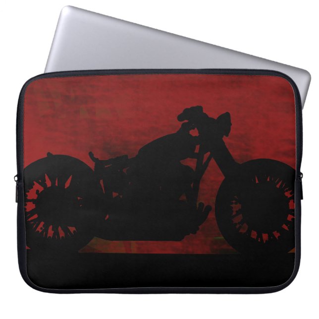 Capa Para Notebook motocicleta negra em vermelho (Frente)