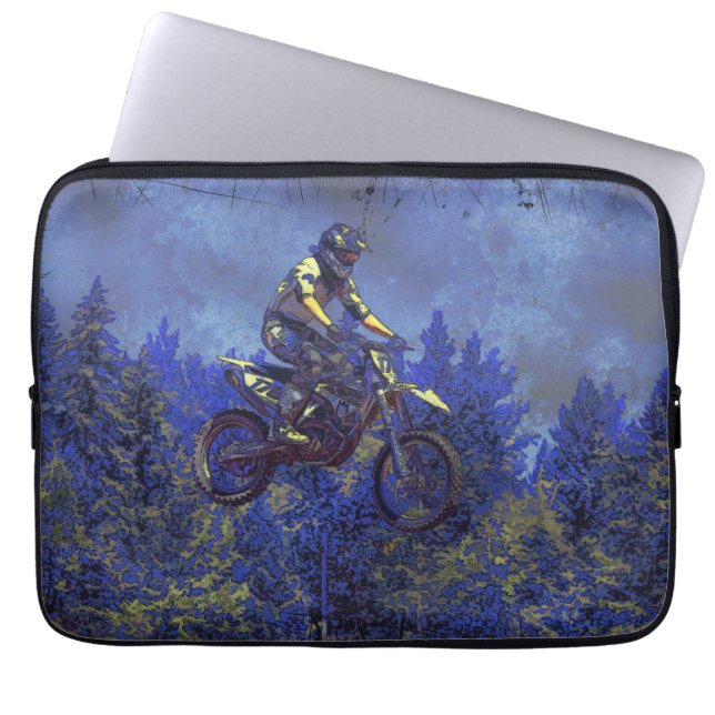 Capa Para Notebook Motocross Dirt-Bike Champion Racer (Frente)