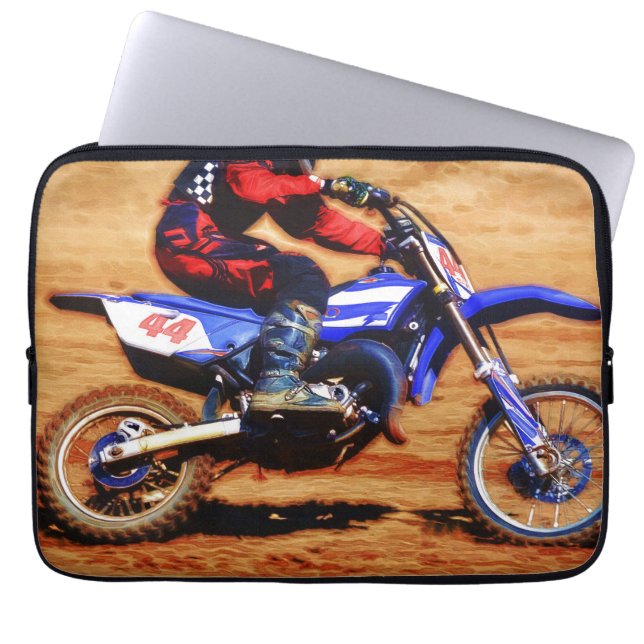 Capa Para Notebook Motocross Dirt-Bike Champion Racer (Frente)