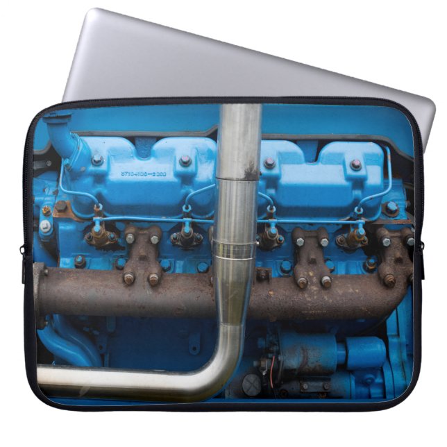 Capa Para Notebook Motor de trator azul (Frente)