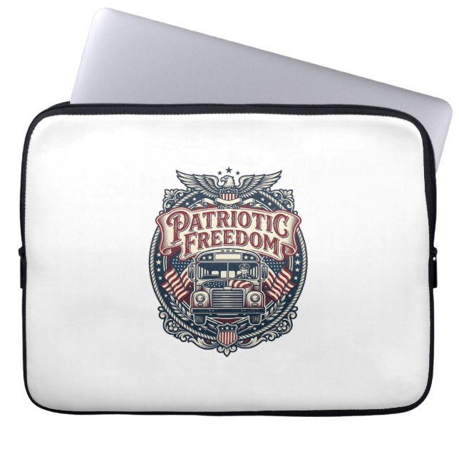 Capa Para Notebook Motorista de ônibus escolar patriota (Frente)