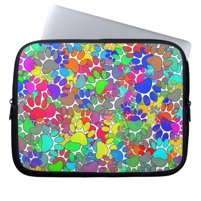 Capa Para Notebook Muitas Impressões De Pata De Cães Por Toda Parte (Frente)