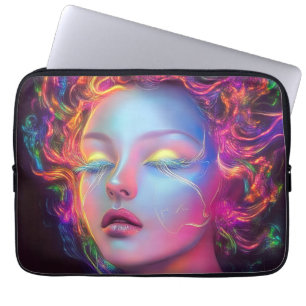 Capa Para Notebook Mulher alienígena com cabelo cósmico