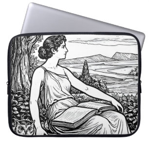 Capa Para Notebook Mulher Art Nouveau Vintage Lendo Debaixo da Árvore