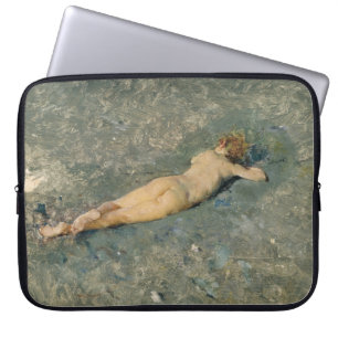Capa Para Notebook Mulher banhando sol na praia em Portici