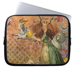 Capa Para Notebook Mulher de Capricórnio Colagem Vintage Surrealismo