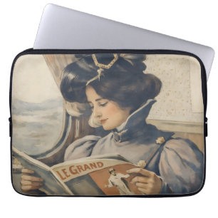 Capa Para Notebook Mulher Eduardiana Antiga Lendo no Trem