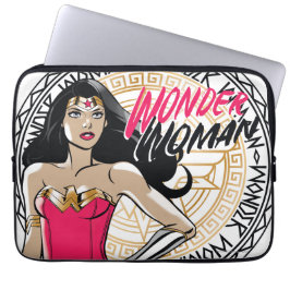 Capa Para Notebook Mulher Maravilha com emblema tribal grego