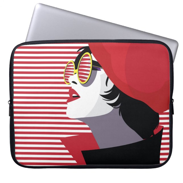 Capa Para Notebook Mulher moda em estilo pop art. (Frente)