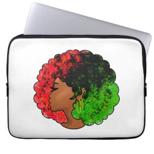 Capa Para Notebook Mulher negra pan-africana, orgulho verde vermelho