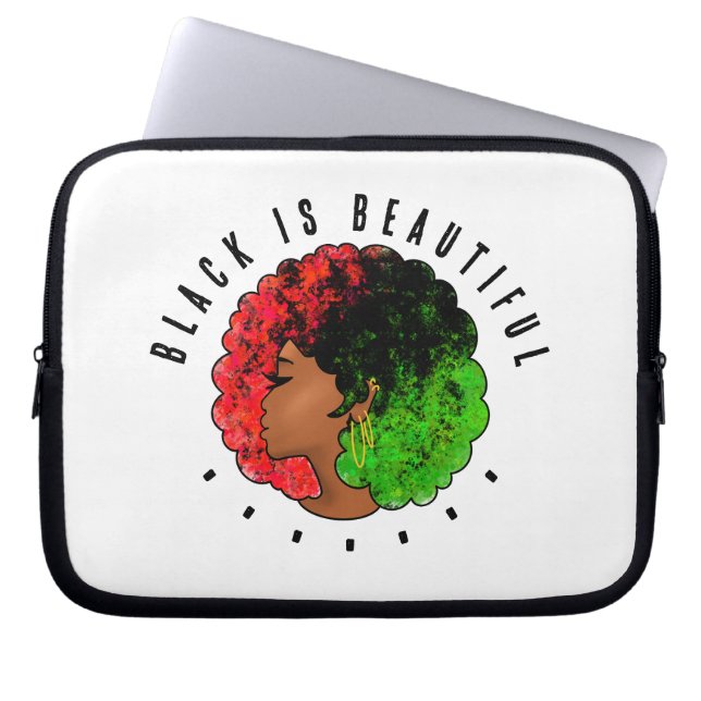 Capa Para Notebook Mulher negra pan-africana, orgulho verde vermelho  (Frente)