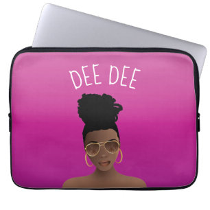 Capa Para Notebook Mulher Negra, Sombreados e Magenta Rosa Quente