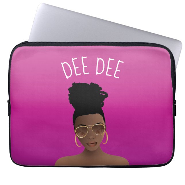 Capa Para Notebook Mulher Negra, Sombreados e Magenta Rosa Quente (Frente)