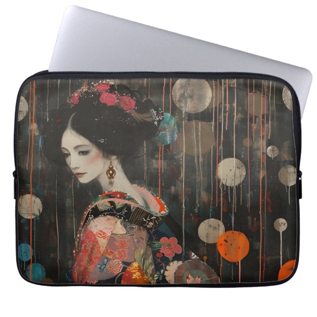Capa Para Notebook Mulher Pensiva em Kimono (Frente)