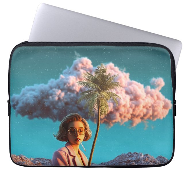 Capa Para Notebook Mulher Surrealista com Palmeira (Frente)