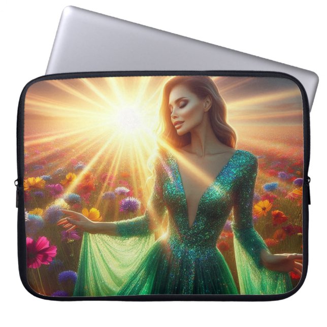 Capa Para Notebook Mulher Usando Bolsa de Eletrônicos para Laptop de  (Frente)