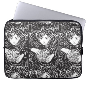 Capa Para Notebook Mulher Witchy Black and White