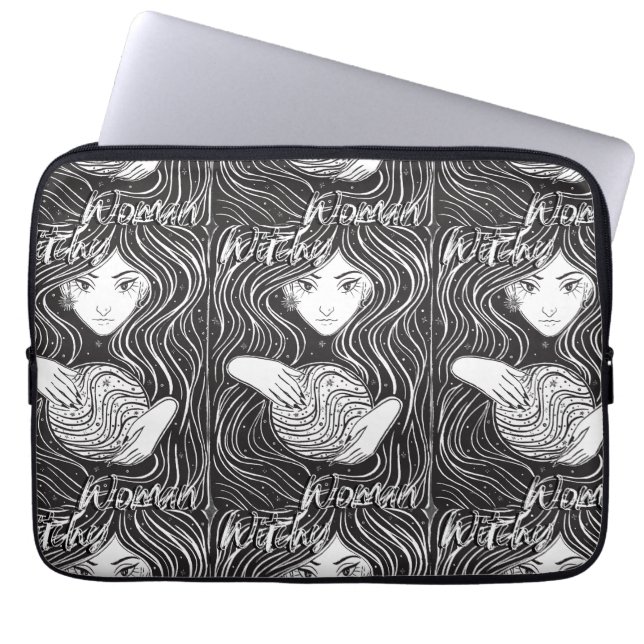 Capa Para Notebook Mulher Witchy Black and White (Frente)