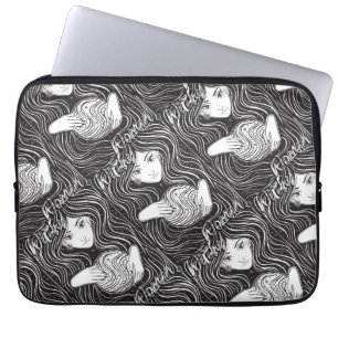 Capa Para Notebook Mulher Witchy Black and White