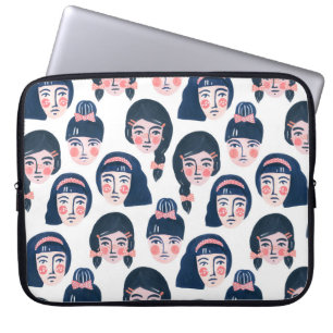 Capa Para Notebook Mulheres Whimsical: Cartoon Face Art