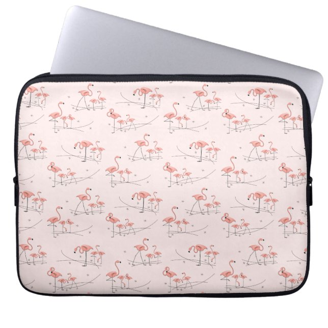 Capa Para Notebook Multibolsa de laptop Rosa Flamingos (Frente)