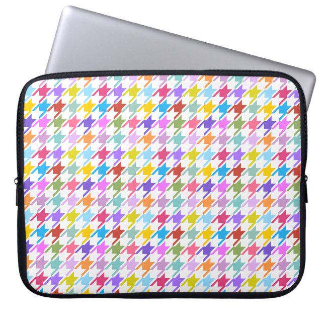 Capa Para Notebook Múltiplas cores Houndstooth+Padrão Branco (Frente)