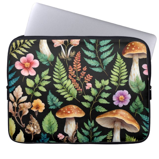 Capa Para Notebook Mushroom Woodland Forest Fern Art (Frente)