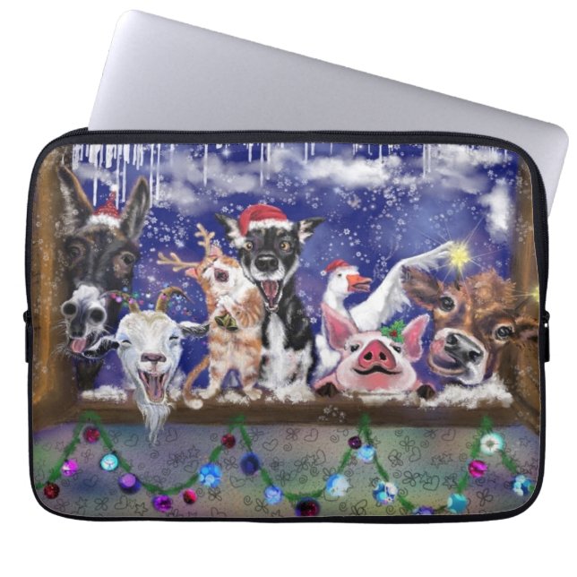 Capa Para Notebook Música de Natal - Festa Animal (Frente)
