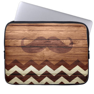 Capa Para Notebook Mustache Chevron Vintage Wooden #3