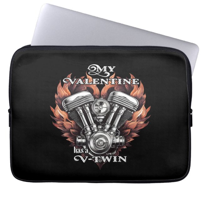 Capa Para Notebook My Valentine has a V-Twin, Biker style (Frente)